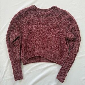 PacSun Cropped Knitted Sweater. Berry Color, Size Small.